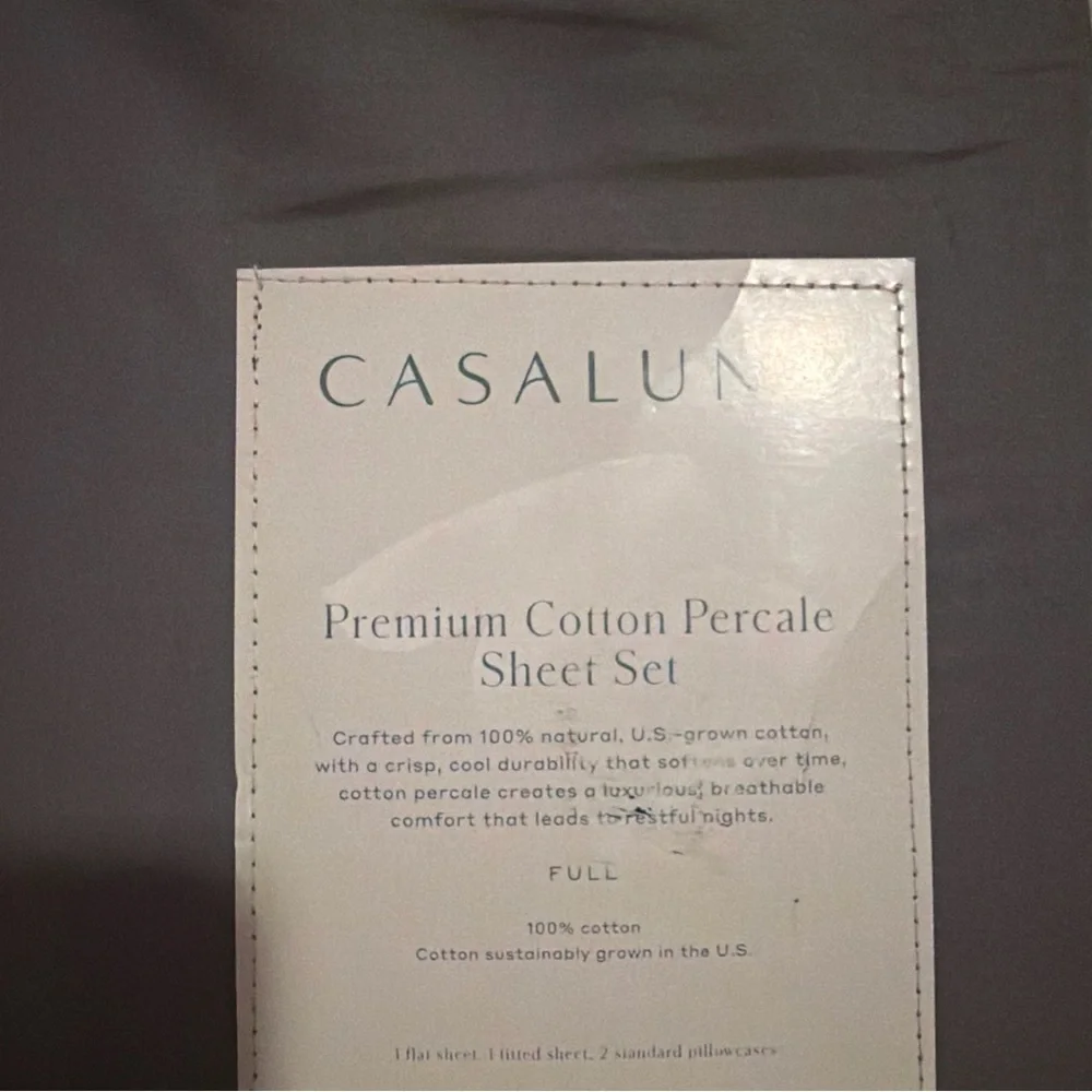 Casaluna Full 400 Thread Count Percale Sheet Set Dark Gray NEW